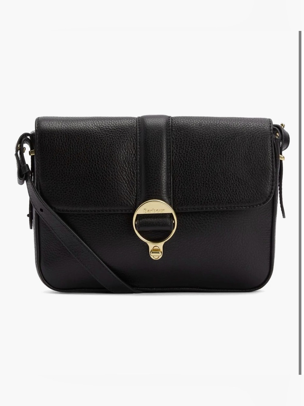 NEW Barbour Rosa Black Leather Crossbody with Gold Ring Clasp $240